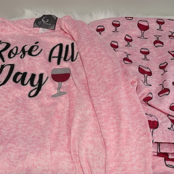 🍷🍷NEW🍷🍷ADORABLE!! ROSE' ALL DAY 2PC Pajama Set - Picture 3 of 16